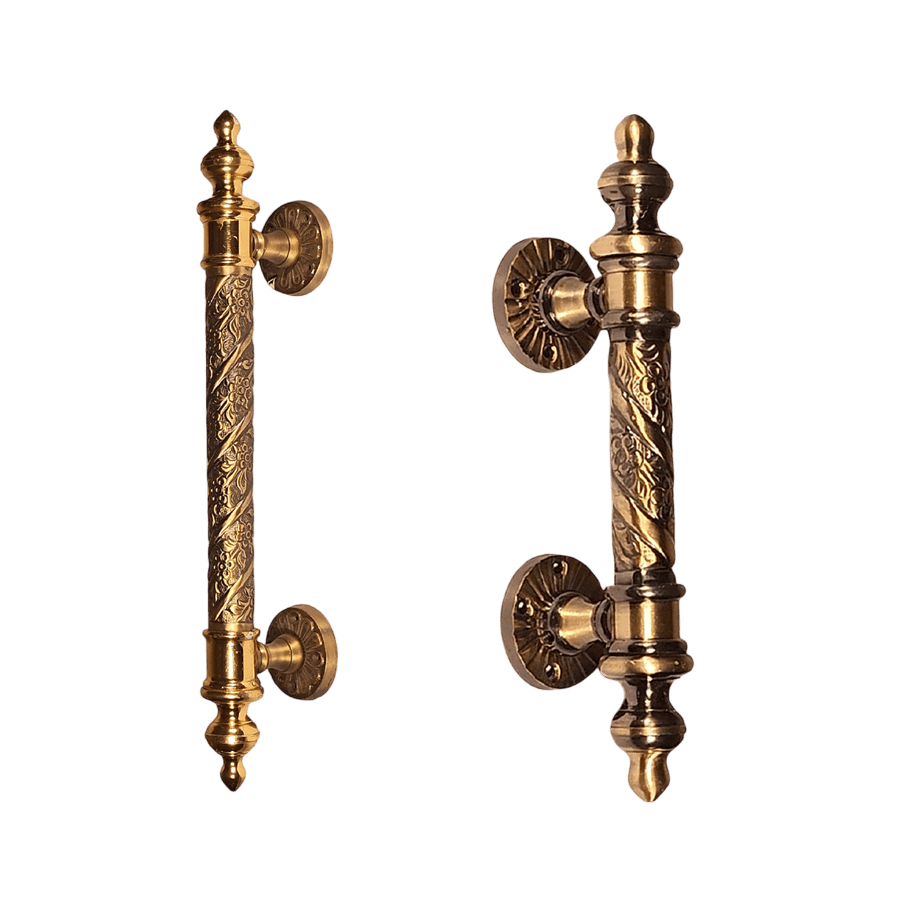 FANCY BRASS DOOR HANDLE (ANTIQUE)